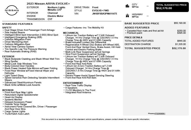 2023 Nissan Ariya EVOLVE+