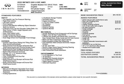 2022 INFINITI Q50 LUXE