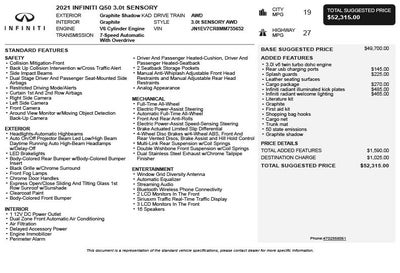 2021 INFINITI Q50 3.0t SENSORY