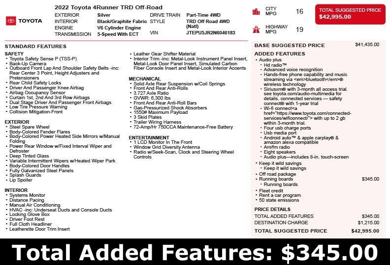 2022 Toyota 4Runner TRD Off-Road