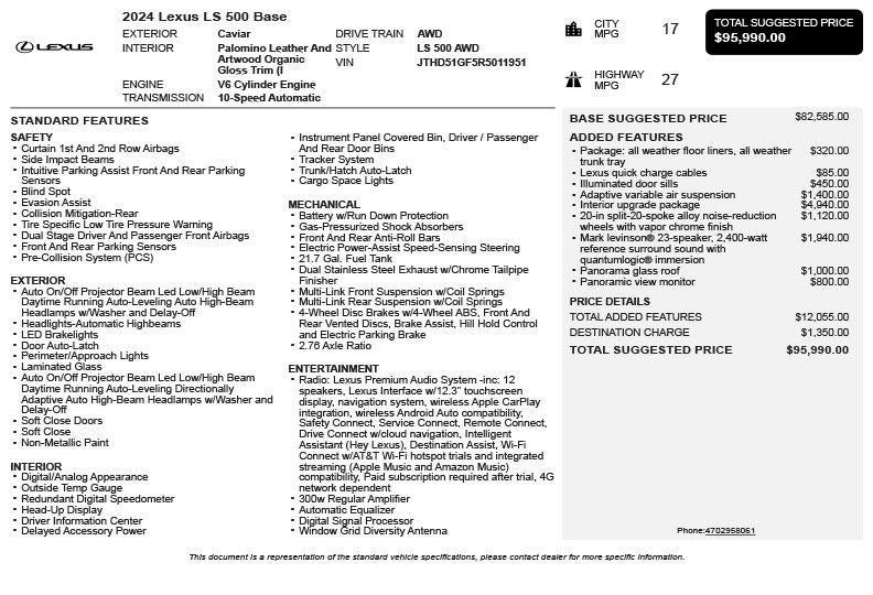 2024 Lexus LS 500 Base