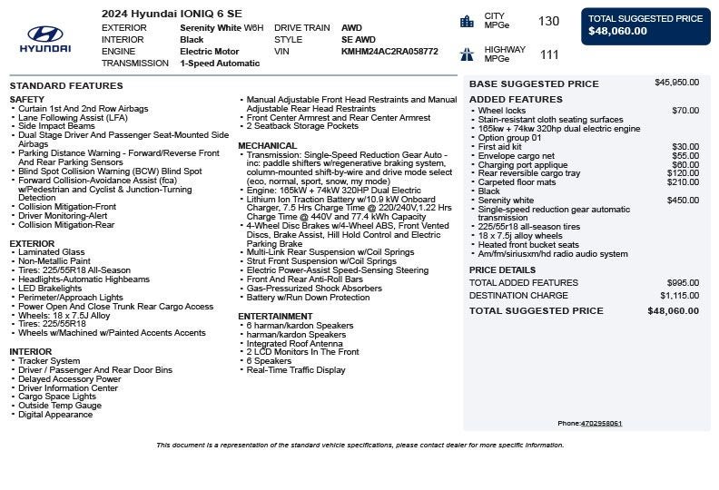 2024 Hyundai IONIQ 6 SE