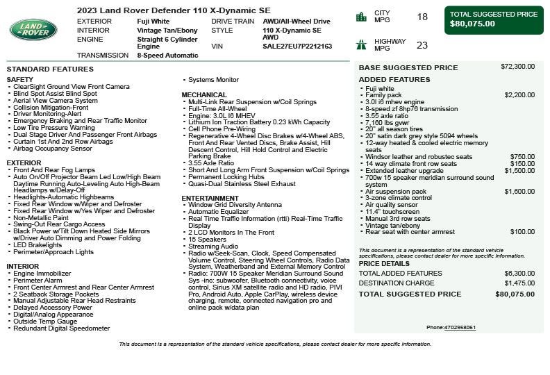 2023 Land Rover Defender 110 X-Dynamic SE