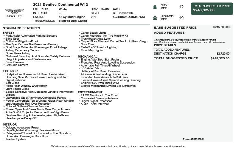 2021 Bentley Continental GT W12
