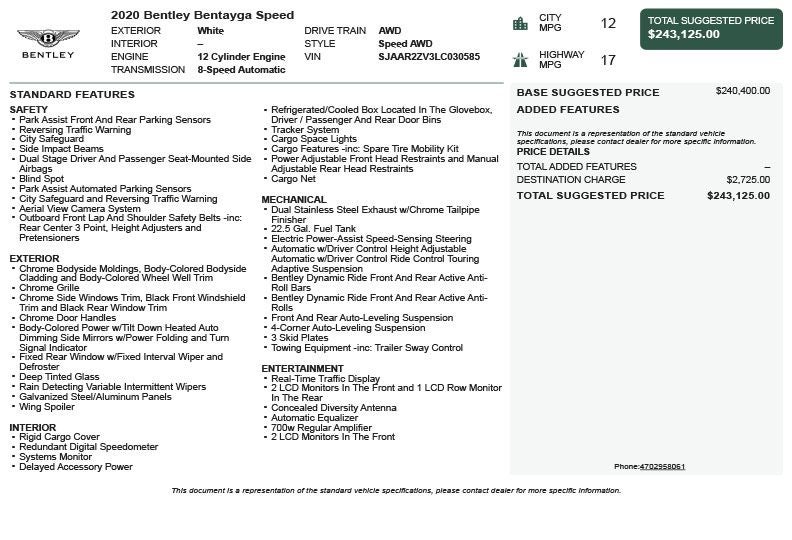 2020 Bentley Bentayga Speed