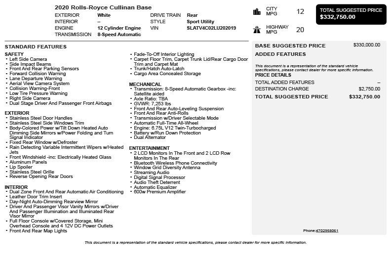 2020 Rolls-Royce Cullinan Base