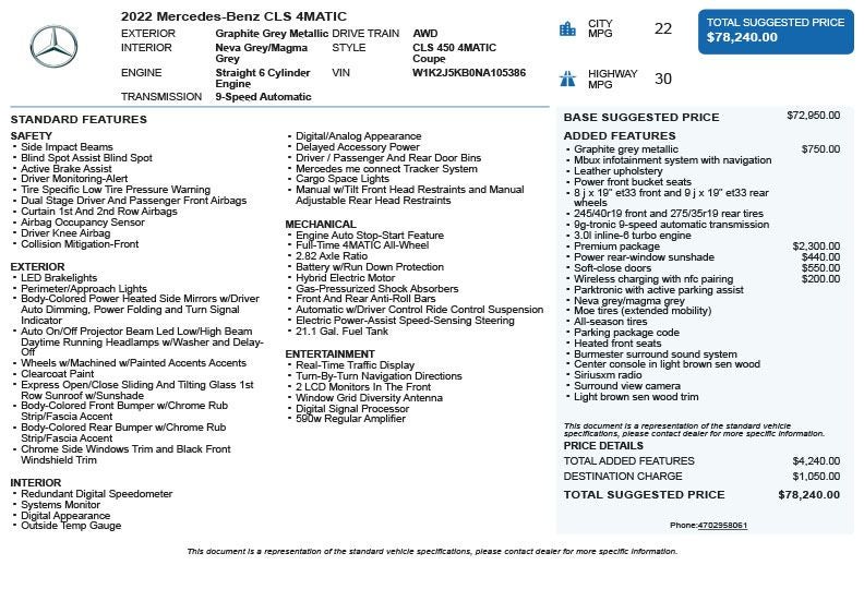 2022 Mercedes-Benz CLS CLS 450 4MATIC®