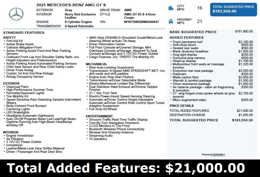 2021 Mercedes-Benz AMG® GT 63 S 4MATIC®