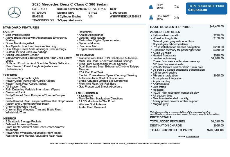 2020 Mercedes-Benz C-Class C 300