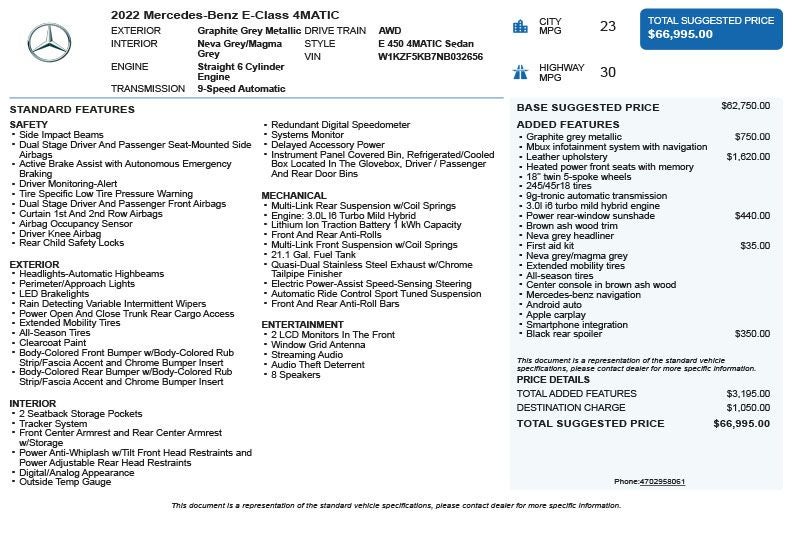 2022 Mercedes-Benz E-Class E 450 4MATIC®