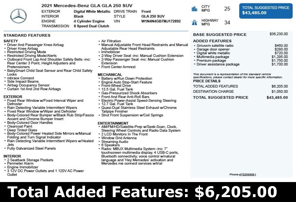 2021 Mercedes-Benz GLA GLA 250