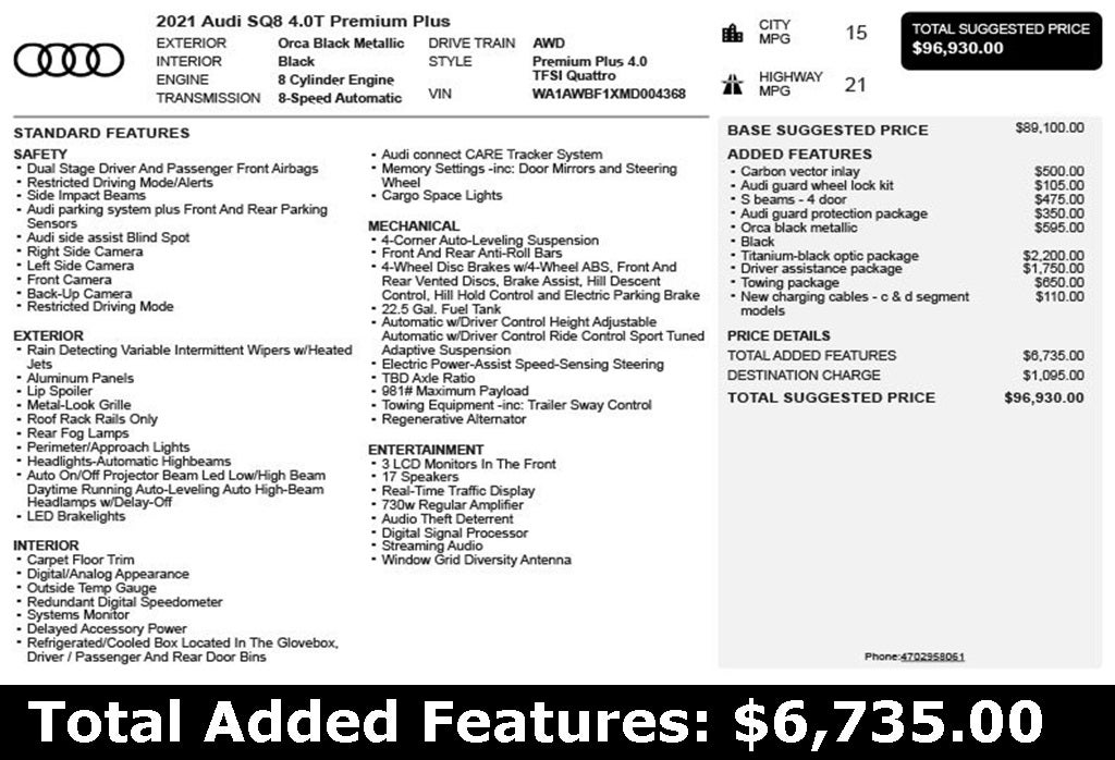 2021 Audi SQ8 4.0T Premium Plus quattro