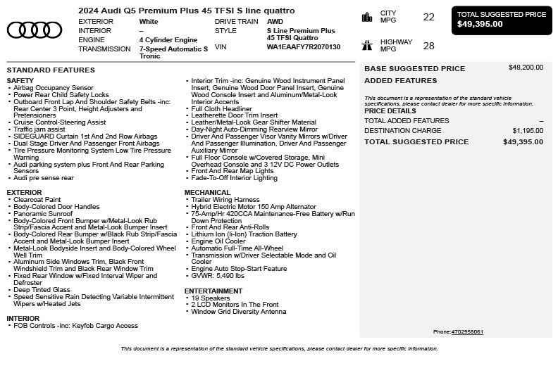 2024 Audi Q5 45 S line Premium quattro