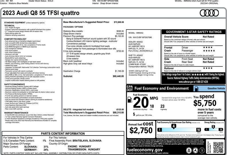 2023 Audi Q8 55 Premium Plus quattro