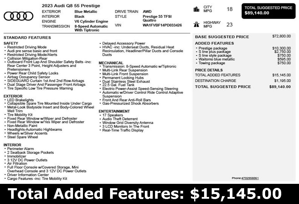 2023 Audi Q8 55 Prestige quattro