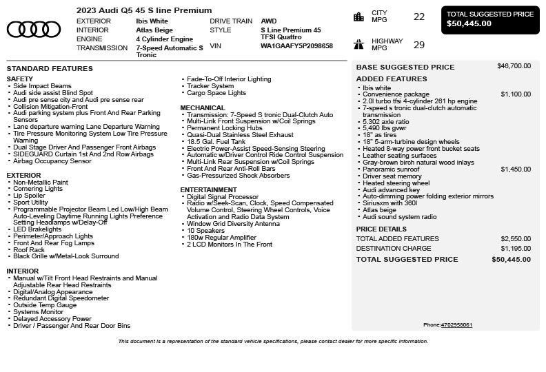 2023 Audi Q5 45 S line Premium quattro