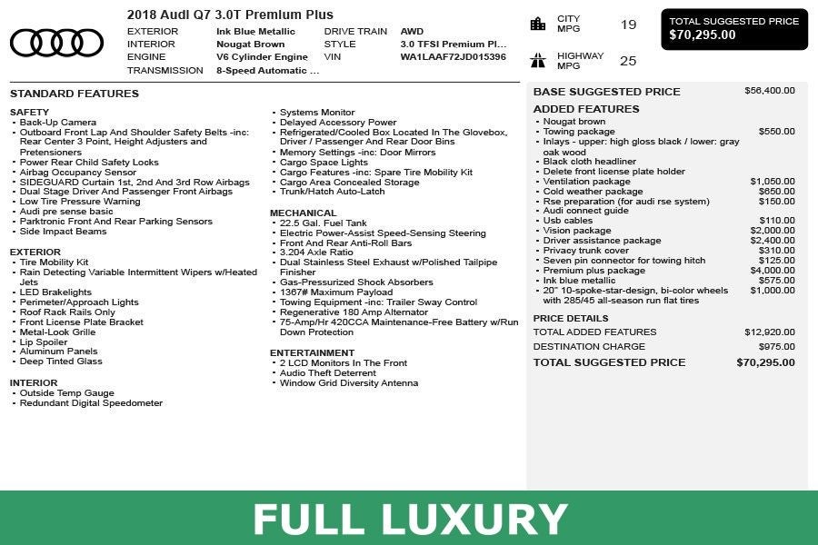 2018 Audi Q7 3.0T Premium Plus quattro