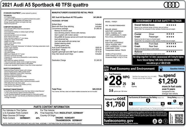2021 Audi A5 40 Premium quattro