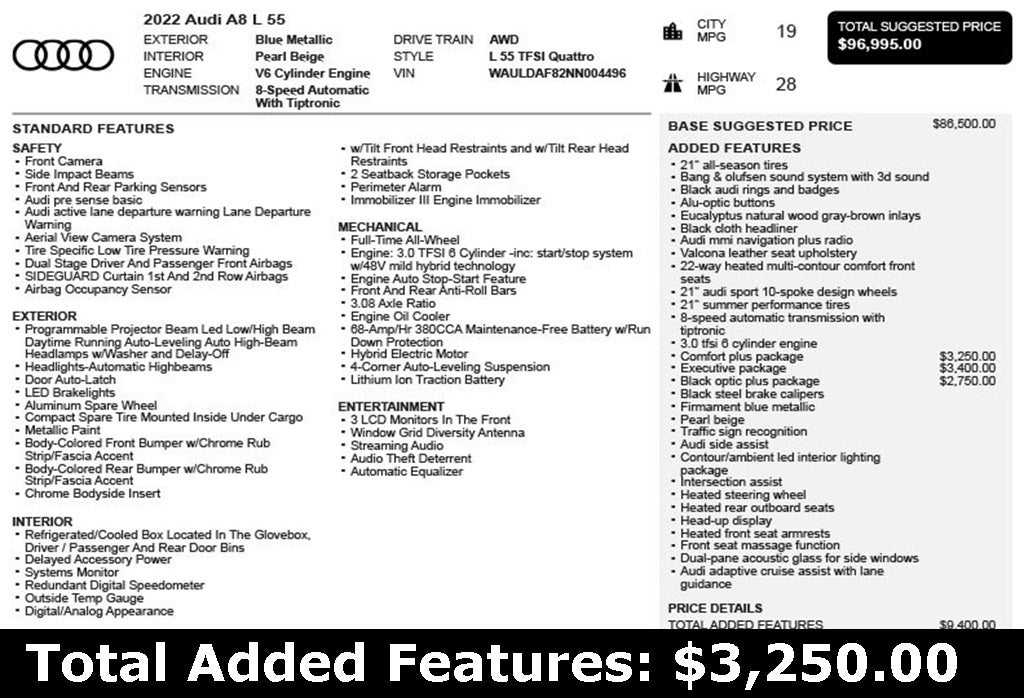 2022 Audi A8 L 55 quattro
