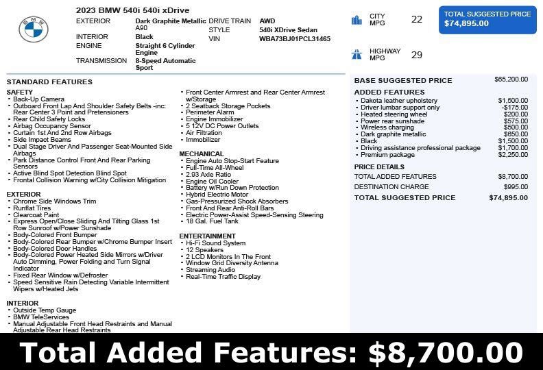 2023 BMW 5 Series 540i xDrive