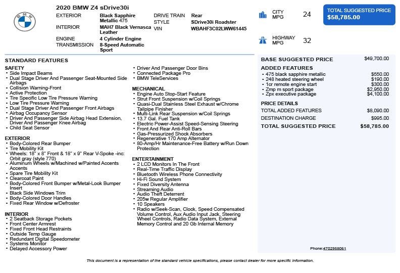 2020 BMW Z4 sDrive30i