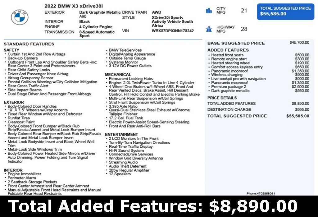 2022 BMW X3 xDrive30i