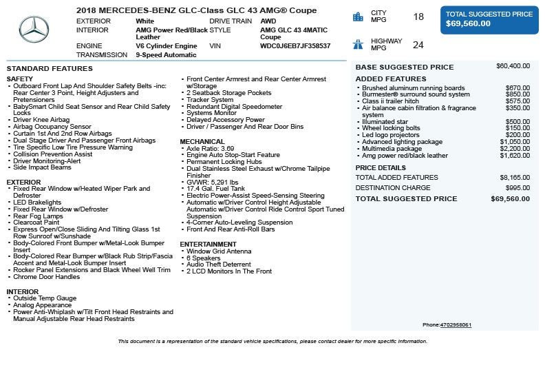 2018 Mercedes-Benz GLC GLC 43 AMG® Coupe 4MATIC®