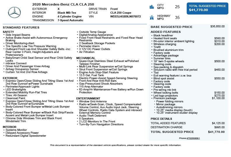 2020 Mercedes-Benz CLA CLA 250