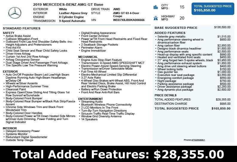 2019 Mercedes-Benz AMG® GT 63 Base 4MATIC®