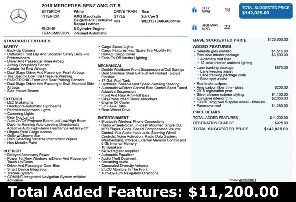 2016 Mercedes-Benz AMG® GT S
