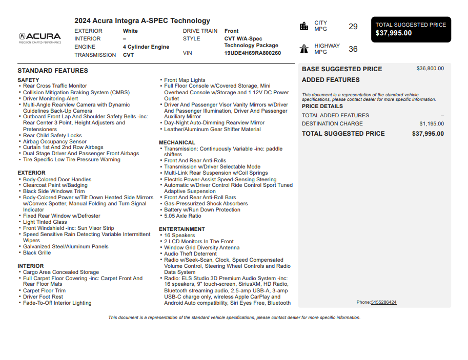2024 Acura Integra A-Spec Tech Package