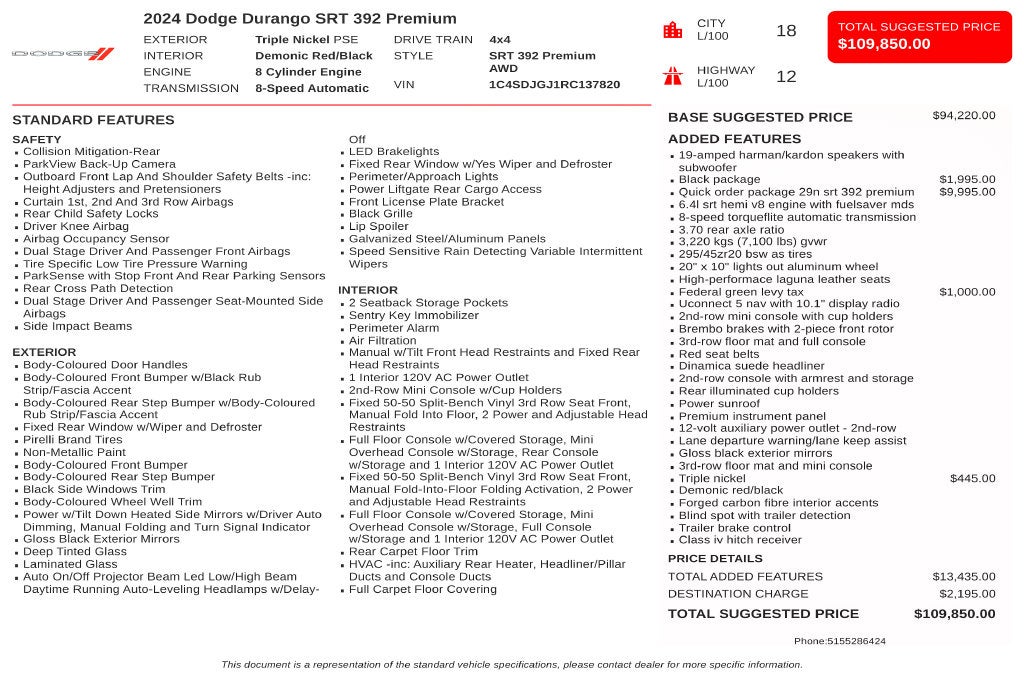 2024 Dodge Durango SRT 392 Premium
