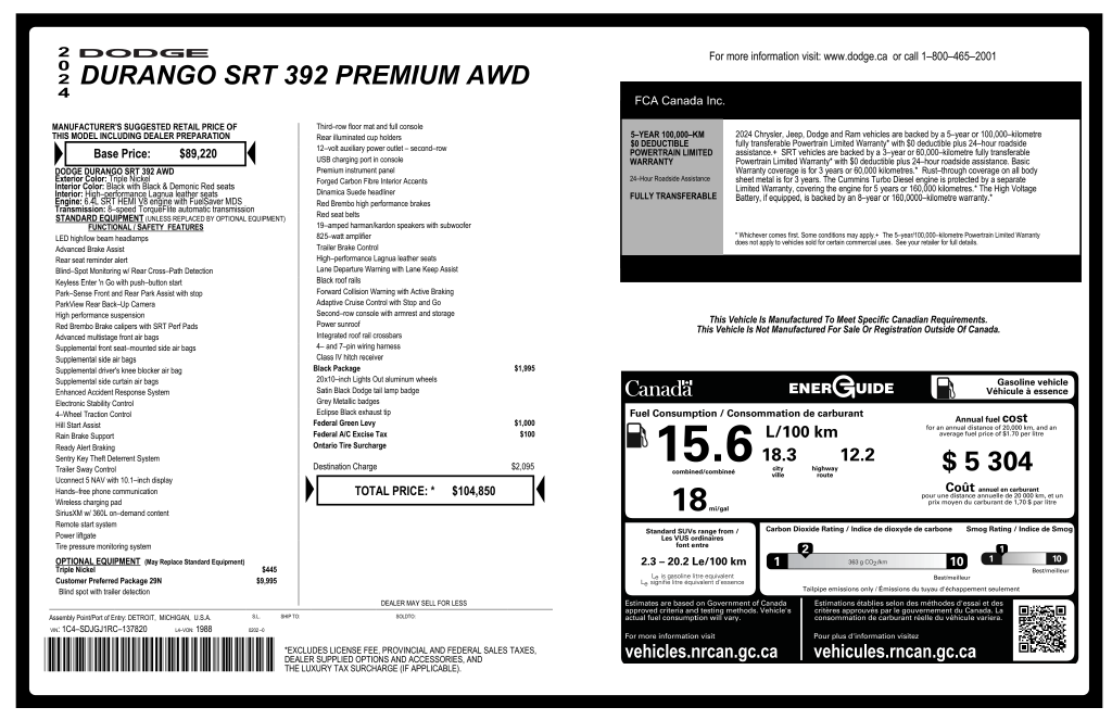 2024 Dodge Durango SRT 392 Premium