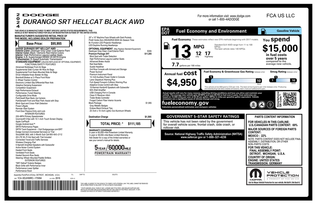 2024 Dodge Durango SRT Hellcat Premium