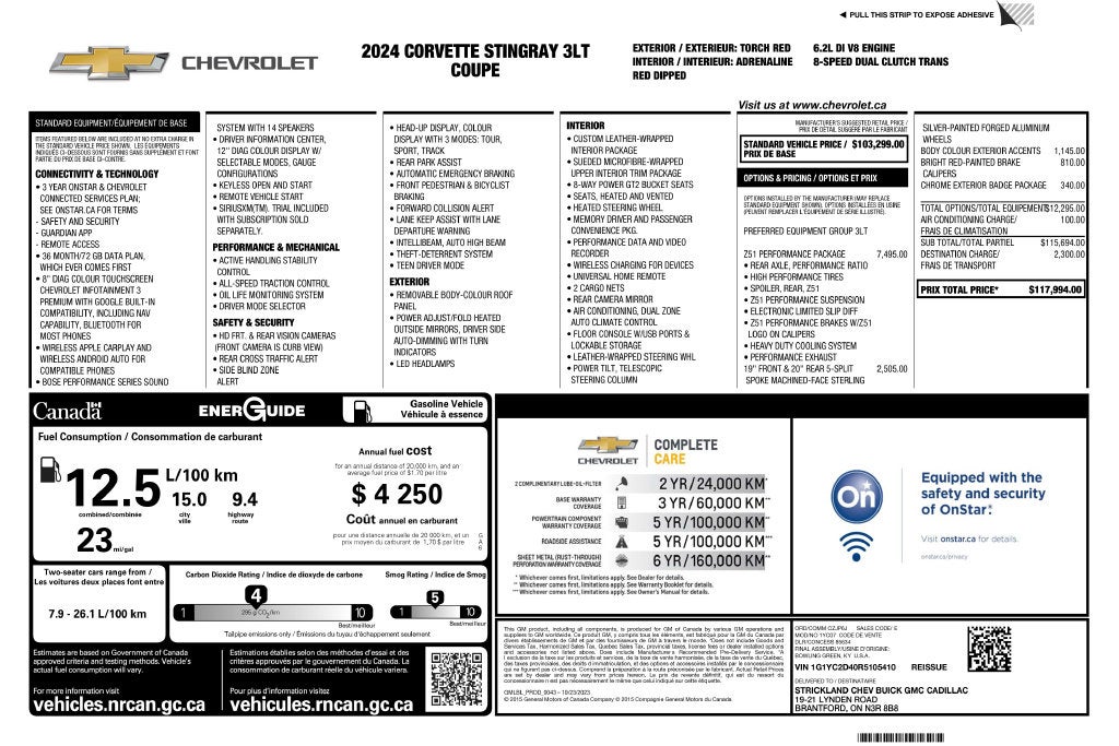 2024 Chevrolet Corvette Stingray 3LT