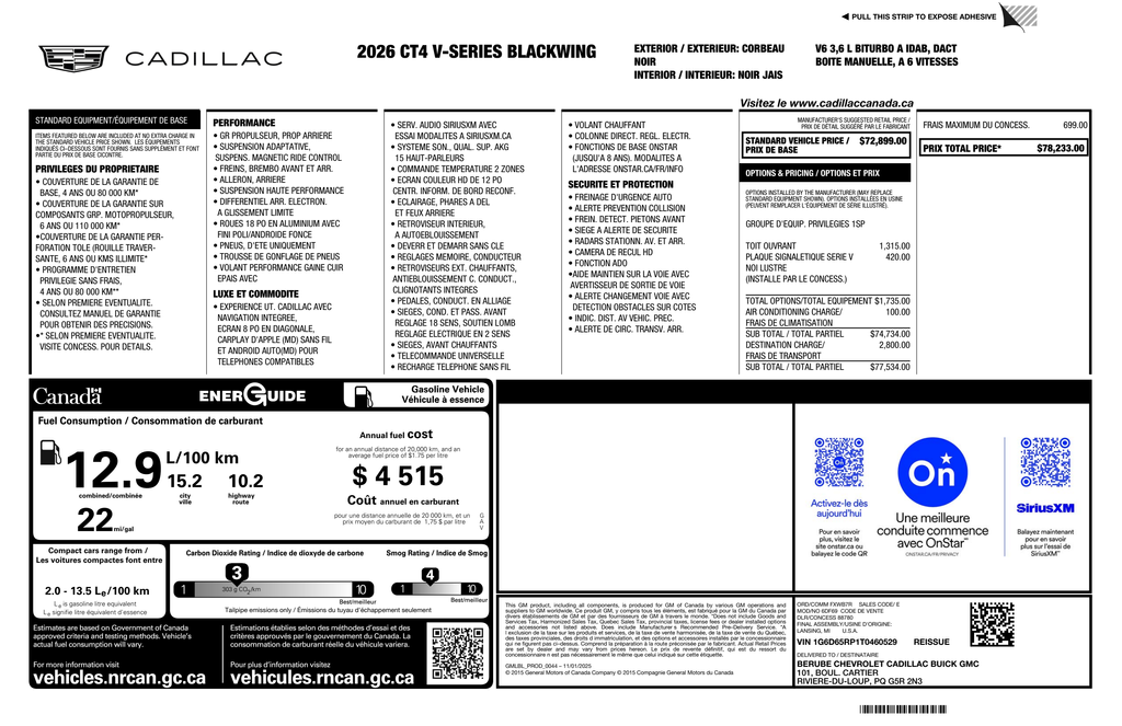 2026 Cadillac CT4 V-Series