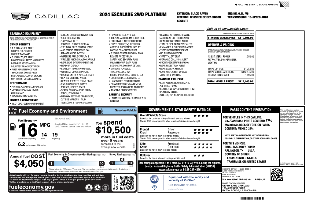 2024 Cadillac Escalade Premium Luxury Platinum