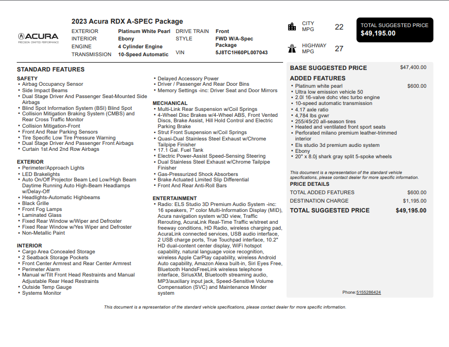 2023 Acura RDX A-Spec Package