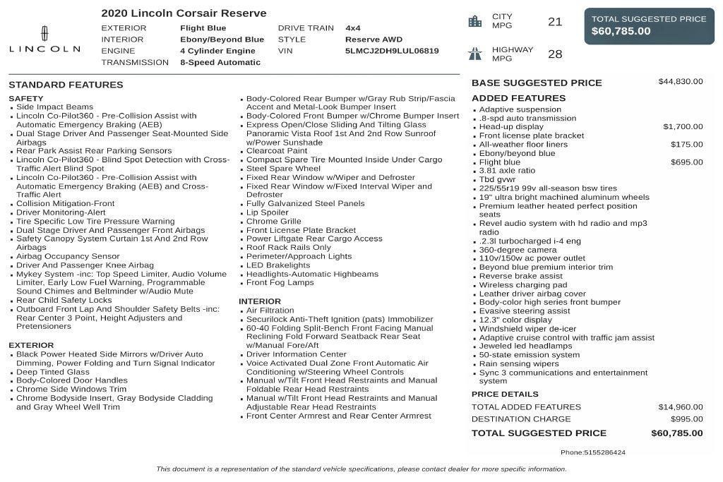 2020 Lincoln Corsair Reserve