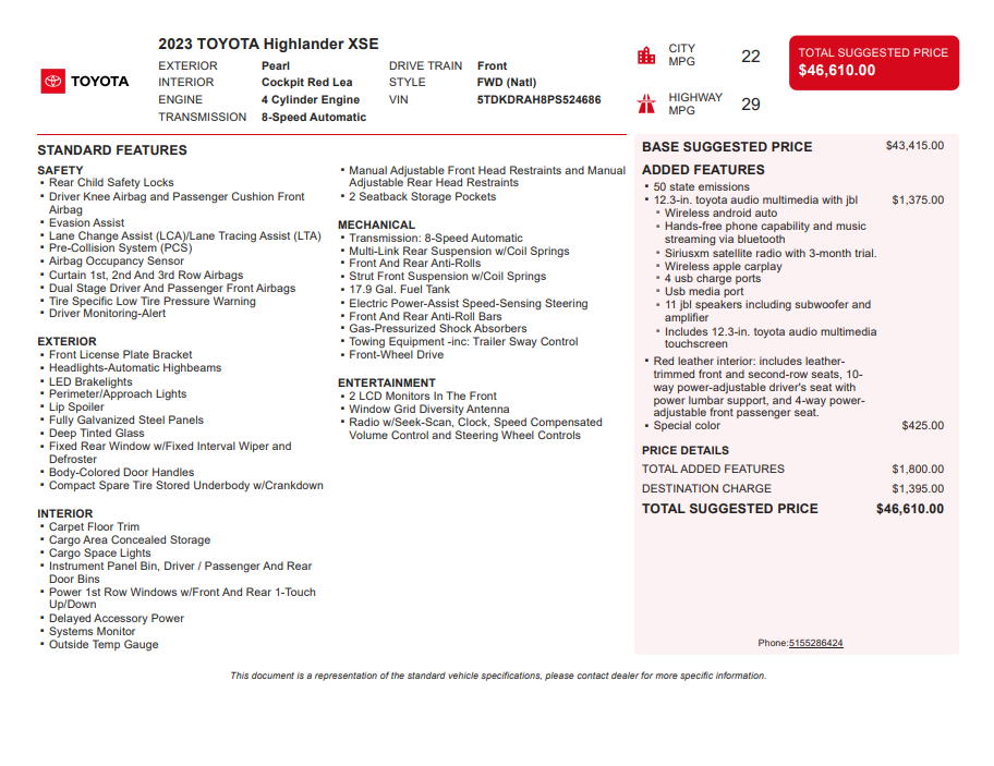 2023 Toyota Highlander XSE