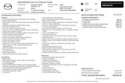 2025 Mazda Mazda CX-5 2.5 Carbon Turbo