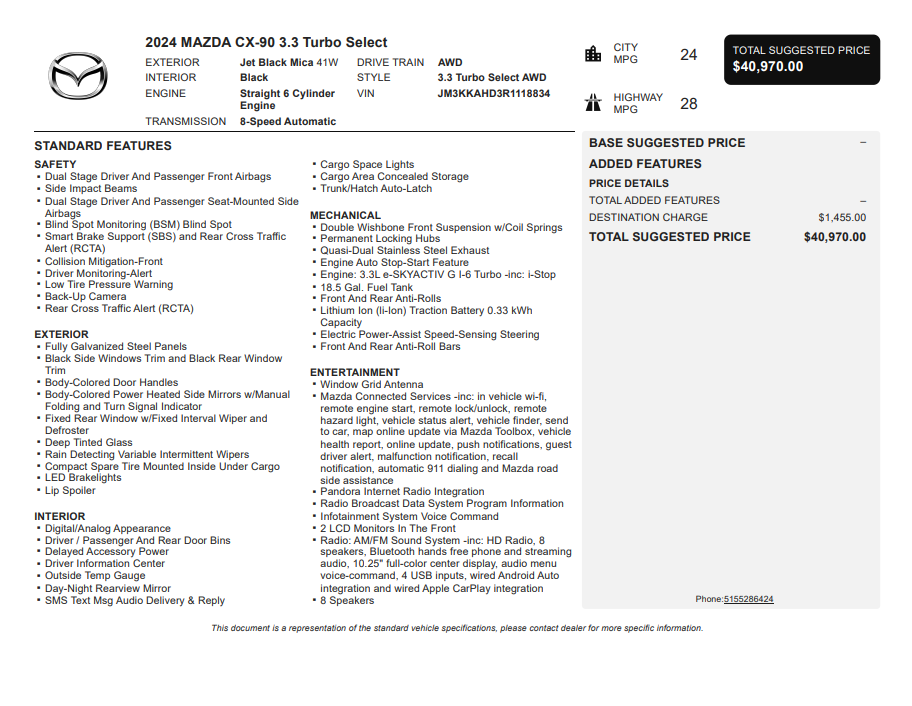 2024 Mazda Mazda CX-90 3.3 Turbo Select