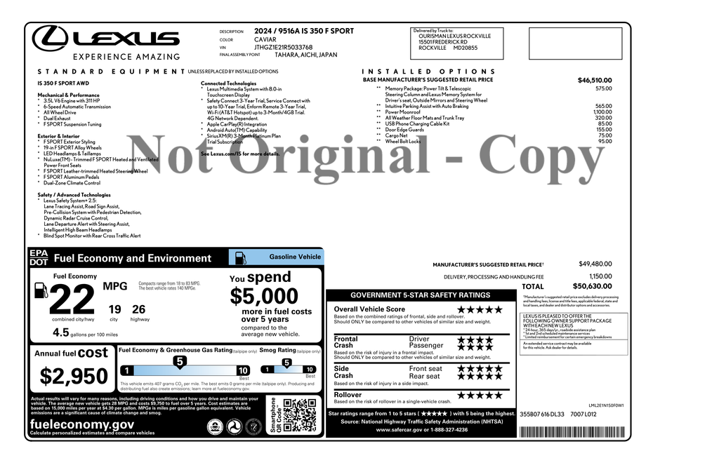 2024 Lexus IS 350 F SPORT