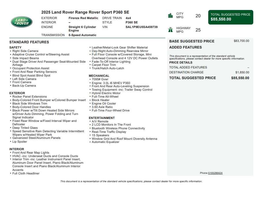 2025 Land Rover Range Rover Sport SE