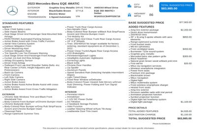 2023 Mercedes-Benz EQE 350 Sedan 4MATIC®