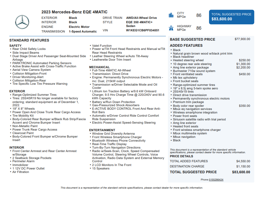 2023 Mercedes-Benz EQE 350 Sedan 4MATIC®