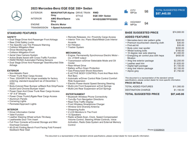 2023 Mercedes-Benz EQE 350+ Sedan Base