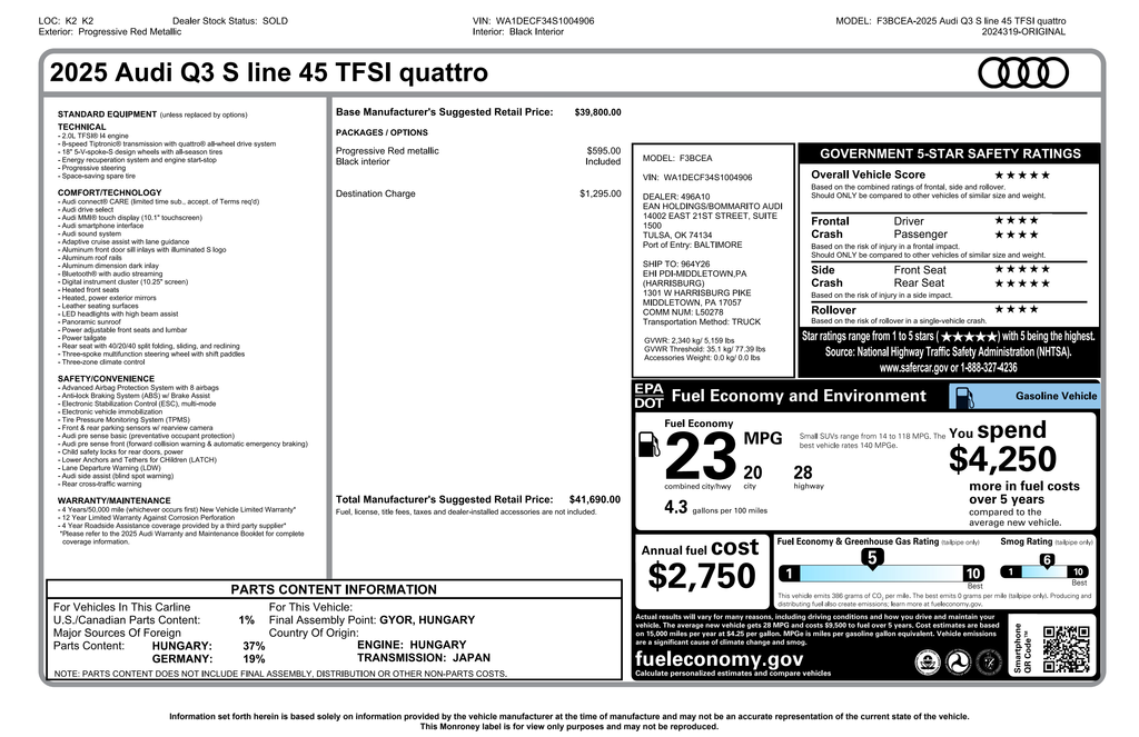 2025 Audi Q3 Premium S Line quattro