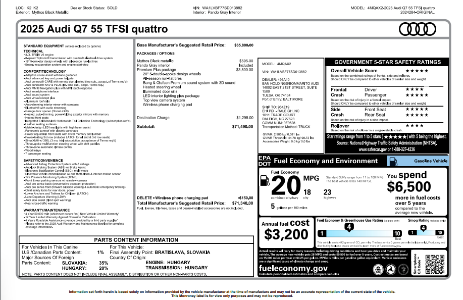 2025 Audi Q7 55 Premium Plus quattro