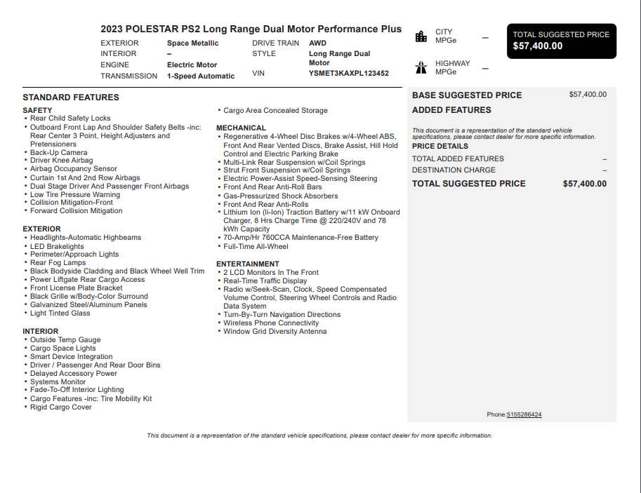 2023 Polestar 2 Long Range Dual Motor Performance Plus